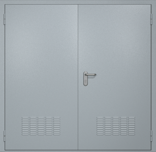 Двупольная техническая стальная дверь RAL 7040 (вентиляция 2 шт)