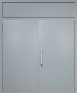 Двупольная техническая дверь RAL 7040 (ручка-скоба, фрамуга)