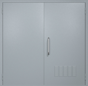 Двупольная техническая дверь RAL 7040 (ручка-скоба, вентиляция)