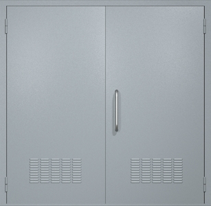 Двупольная техническая дверь RAL 7040 (ручка-скоба, вентиляция 2 шт)