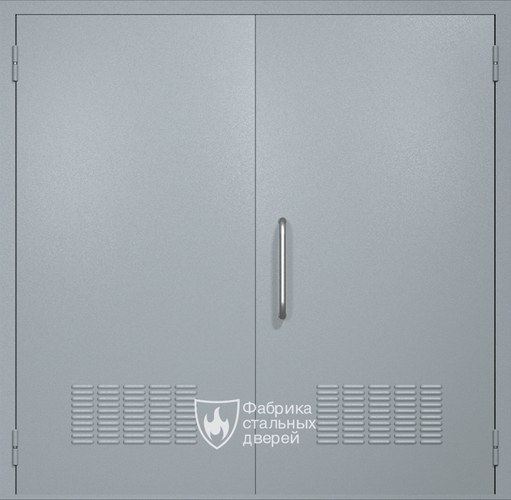 Двупольная техническая дверь RAL 7040 (ручка-скоба, вентиляция 2 шт)