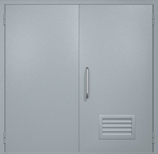 Двупольная техническая дверь RAL 7040 (ручка-скоба, вентиляция-жалюзи)