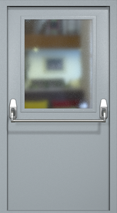 Однопольная противопожарная дверь ei60 Антипаника с широким стеклопакетом