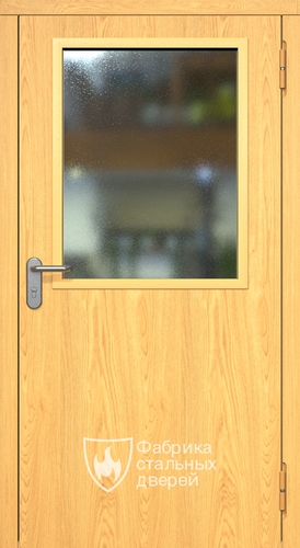 Однопольная противопожарная дверь ei60 МДФ Антипаника с широким стеклопакетом