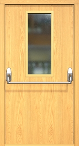 Однопольная противопожарная дверь ei60 МДФ Антипаника с узким стеклопакетом