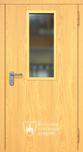 Однопольная противопожарная дверь ei60 МДФ Антипаника с узким стеклопакетом