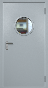 Однопольная противопожарная дверь ei60 с круглым стеклопакетом