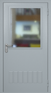 Однопольная техническая стальная дверь с широким стеклопакетом (вентиляция)