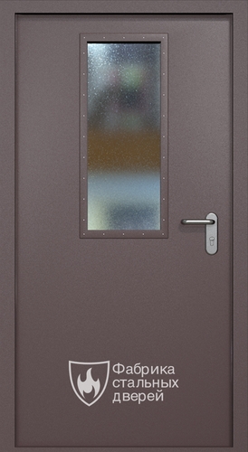 Однопольная противопожарная дверь ei60 RAL 8017 с узким стеклопакетом