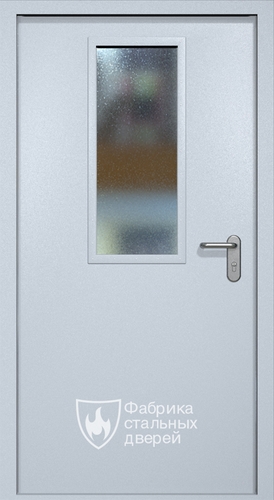 Однопольная противопожарная дверь ei60 RAL 7035 с узким стеклопакетом