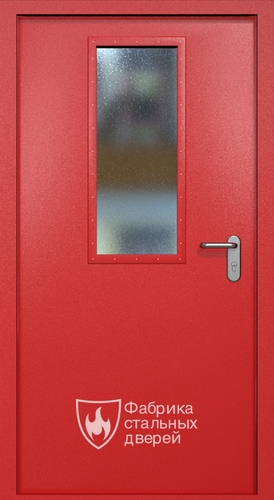 Однопольная противопожарная дверь ei60 RAL 3000 с узким стеклопакетом