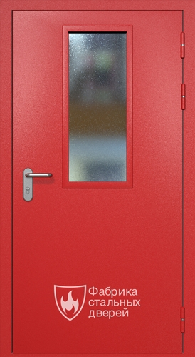 Однопольная противопожарная дверь eis60 RAL 3000 с узким стеклопакетом