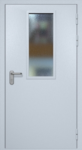 Однопольная противопожарная дверь eis60 RAL 7035 с узким стеклопакетом