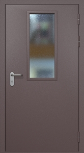 Однопольная противопожарная дверь eis60 RAL 8017 с узким стеклопакетом