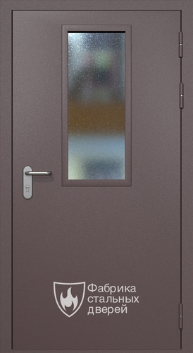 Однопольная противопожарная дверь eis60 RAL 8017 с узким стеклопакетом