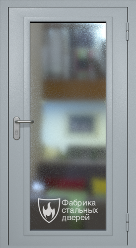 Однопольная противопожарная дверь eiw60 RAL 7040 Антипаника с максимальным остеклением