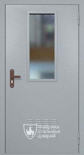 Однопольная техническая дверь RAL 7040 с узким стеклопакетом (вентиляция)