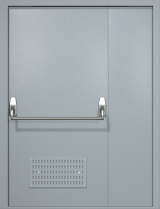 Полуторная техническая дверь RAL 7040 Антипаника (вентиляция)