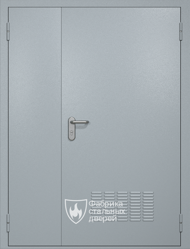 Полуторная техническая стальная дверь RAL 7040 (вентиляция)